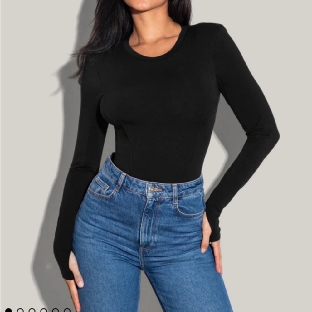 TA3 Black Fitted Long Sleeve Top
